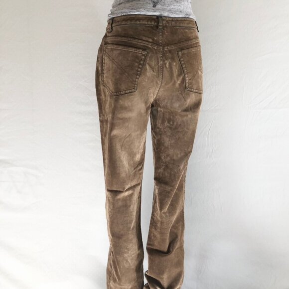 Tan Distressed Velvet Jeans Size 8 - Picture 5 of 11
